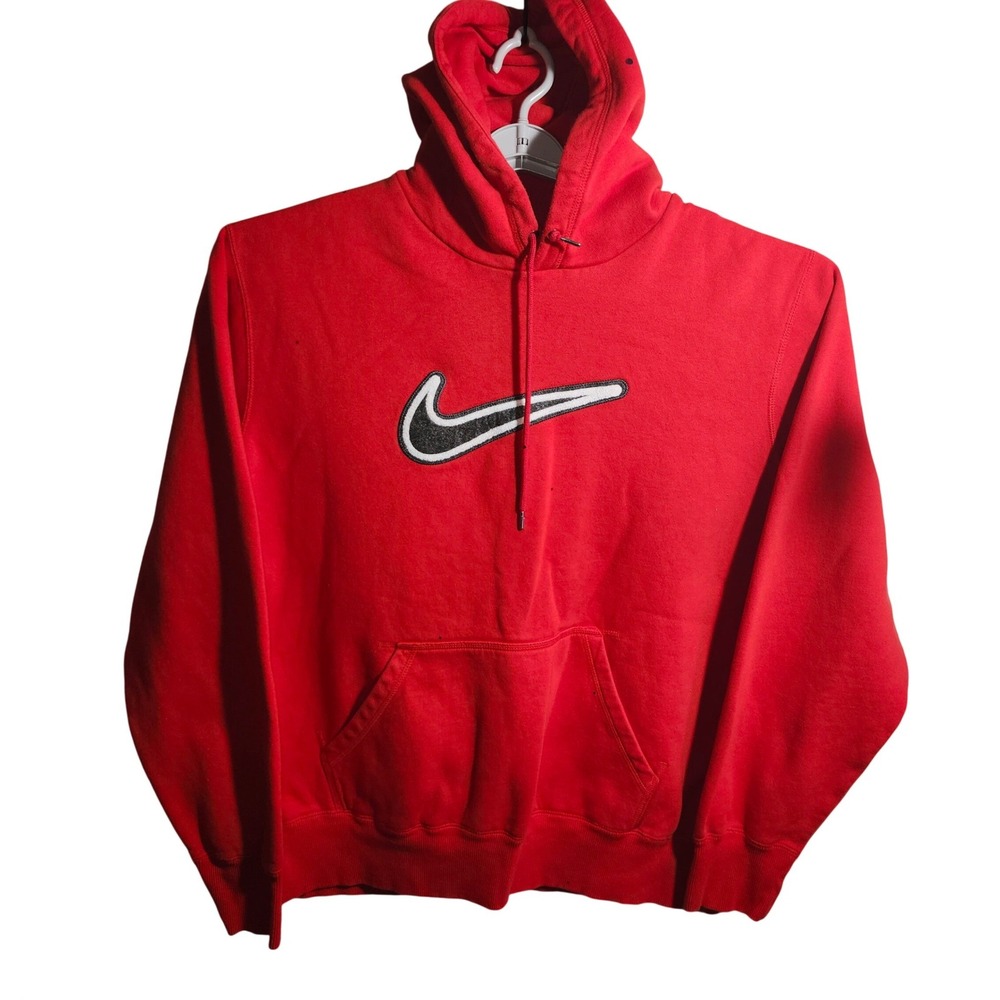 Nike Mens Hoodie Red Large Center Swoosh Logo Pullover Sweatshirt XXL 486877-657